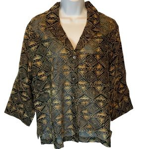 Chico’s Sheer Silk Embroidered Top